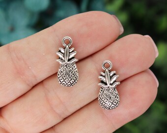 Silver and Enamel Pineapple Charm Hawaiian Tropical Fruit Hospitality Pendant Silver and Enamel Pineapple Charm Hawaiian Tropical Fruit Hospitality Pendant