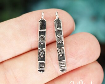 10 Love Word Charms, Silver Tone Charms (R-2)