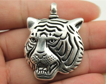TZ1413 925 Silver Tiger Lion Charms Animal Charms Lion Charms Zoo Charms 2 Sterling Silver Tiger Charms