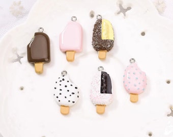 Ice cream Charms 15*31mm Resin Charms Pendant fit Earring Bracelets Jewelry finding DIY Craft with Screw,Without Screw Two Style