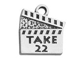 2 Movie Clapper, Take 22, Charms, Antique Silver Tone (1K-138)
