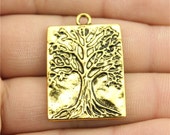 2 Tree of Life Charms, Antique Gold Tone Charms (1D-115)