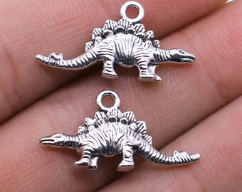 BULK 20 Dinosaur Stegosaurus charms antique silver tone A651