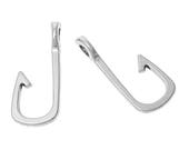 5 Fish Hook Charms, 2 Sided, Antique Silver Tone (1P-37)