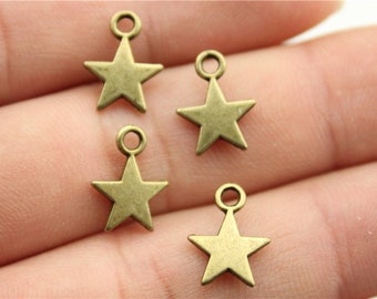 25 Bronze Tiny Star Charms,11x8mm, Antique Bronze Tone Charms (I-170)