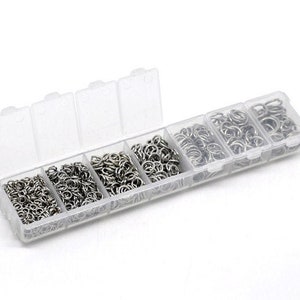 Bulk 1500 Stainless Steel Mixed Jump Rings, 4mm, 5mm, 6mm, 7mm, 8mm, 9mm, 10mm Jump Rings (4A-15)