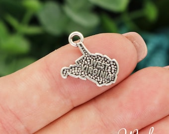 4 Silver West Virginia State Charms, Silver Tone Charms (F-217)
