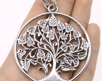 Large Silver Tree of Life Pendant Charm, 62x81mm, Gold Tone Charms (S-66)
