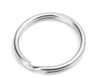 10 Extra Large Silver Jump Rings, 25mm Key Ring, Stainless Steel (V-61)