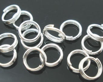 100, 800 Bulk 6mm Silver Split Jump Rings, High Quality Silver Plated (S-8)