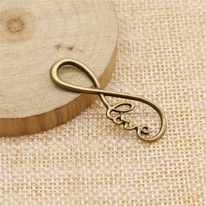 4 Bronze Love Infinity Connector Charms, Antique Bronze Tone Charms (B-81)