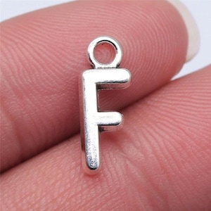 Silver Letter F Charms, Alphabet Charms, Silver Tone Charms (E-69)