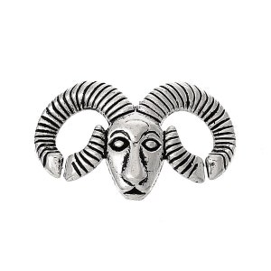 4 Silver Ram Connector Charms, Antique Silver Tone (E-207)