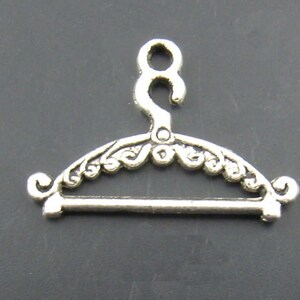 10 Silver Clothes Hanger Charms, Silver Tone Charms (L-187)