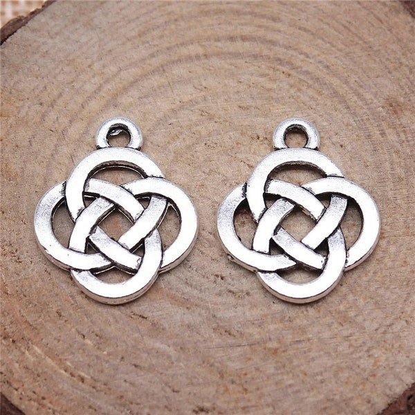 10 Silver Celtic Knot Charms, 18x16mm, Silver Tone Charms (A-229)