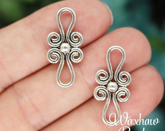 8 Celtic Connector Charms, 26mm x 12mm, Silver Tone Charms (H-223)