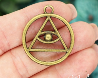 2 Bronze Eye of Horus Charm, Double Sided, Antique Bronze Tone Charm (E-13)