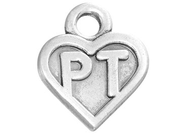 2 Physical Therapist Charms, 2 Sided, Silver Tone Charms (K-151)