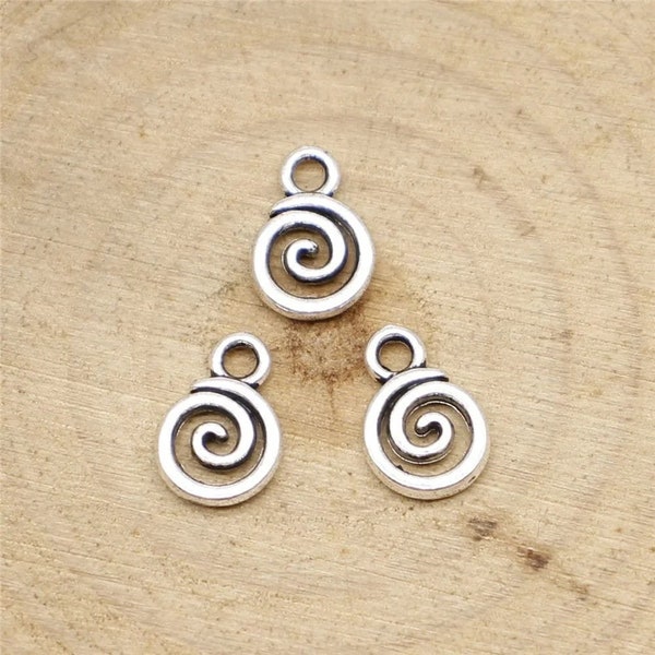 20 Silver Swirl Accent Charms, 11x8mm, Silver Tone Charms (F-214)