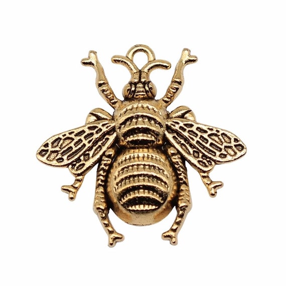 Metal Bee Charms Gold