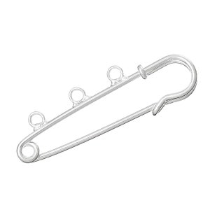 May include: Silver-toned safety pin with four jump rings. The pin is designed for attaching jewelry or other crafts.