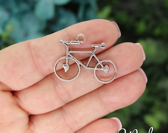 5 Bicycle Charms, Silver Tone Charms (A-239)