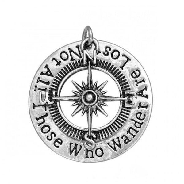 Not All Those Who Wander Are Lost Silver Tone Charms, 21x28mm (J-51)