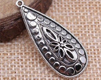 2 Silver Filigree Earring Connector, 35mm x 15mm, Silver Tone Charms (D-103)