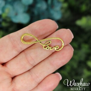 4 Gold Love Infinity Charms, Antique Gold Tone Charms (C-124)