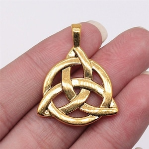 Gold Triquetra Symbol Charms, 35x27mm, Antique Gold Tone (C-111)