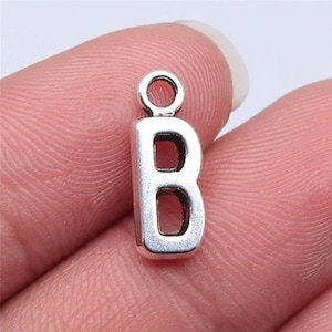 Silver Letter B Charms, Alphabet Charms, Silver Tone Charms (E-170)