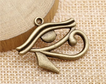 2 Bronze Eye of Horus Charms, 33x27mm, Antique Bronze Tone Charms (H-6)
