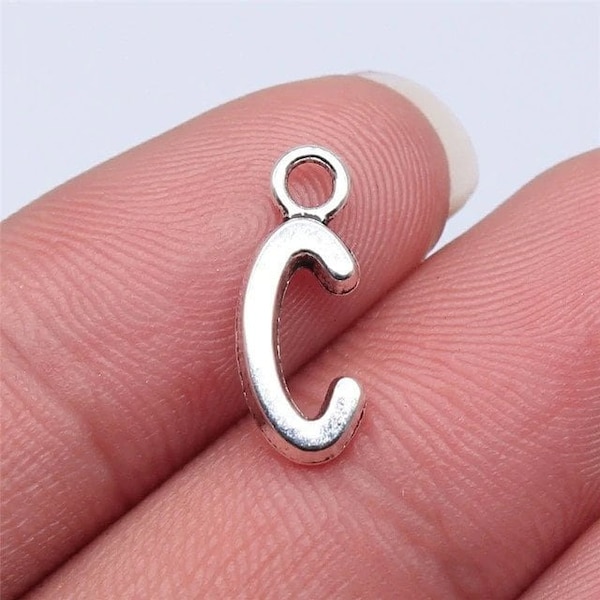 10 Letter C Charms, Alphabet Charms, Silver Tone Charms (O-29)