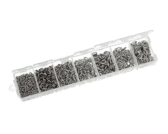 Bulk 1500 Silver Tone Jump Rings, 3mm, 4mm, 5mm, 6mm, 7mm, 8mm