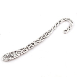 May include: Silver bookmark with a Celtic knot design and a shamrock at the end.