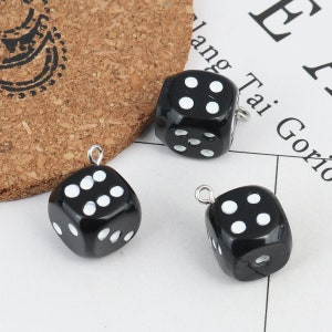 Black Dice Charm, Acrylic Game Charms (O-39)