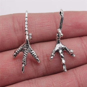2 Silver Eagle Claw Charms, Talon Charms, 14x33mm, Silver Tone Charms (F-59)