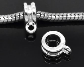 50 Bail Beads, Drop Beads, Silver Plated (S-82)