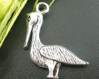 Silver Yellow Plated Pelican Charm 42mm Silver Yellow Plated Pelican Charm 42mm