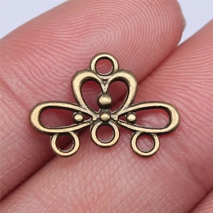 10 Bronze Earring Connector Charms, 18x13mm, Antique Bronze Tone (P-24)