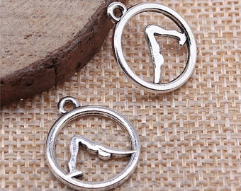 10 Silver Yoga Charms, 19x16mm, Silver Tone Charms (A-144)