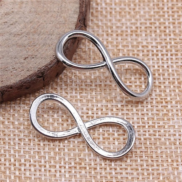 5 Silver Silver Large Infinity Charms, 30x12mm, Silver Tone Charms (E-112)