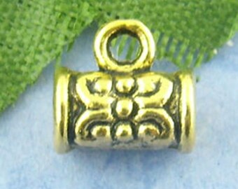 20 Gold Bail Bead Charms, 7x4mm, Antique Gold Bail Beads (R-76)