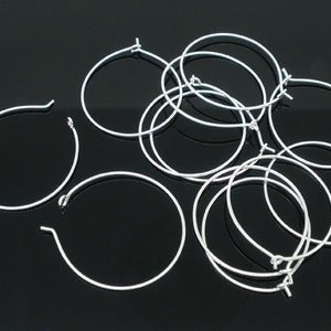 25 Silver Wine Charm Hoops, Silver Plated (T-33)