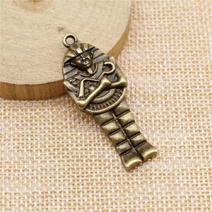 2 Bronze Egyptian Pharaoh Charms, 45x18mm, Antique Bronze Tone Charms (U-94)