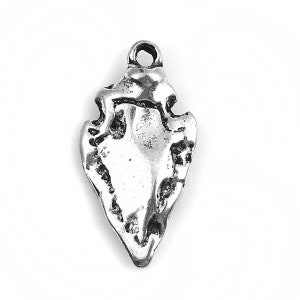 2 Arrowhead Pendant Charms, Silver Tone Charms (R-23)