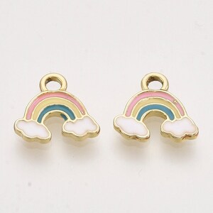 4 Enamel Rainbow Charms, Gold Tone Enamel Charm (A-45)