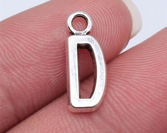 Letter D Charms, Alphabet Charms, Silver Tone Charms (A-67)