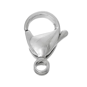 5 Silver Stainless Steel Lobster Clasps, 13x8mm, Stainless Steel Lobster Clasp (B-36)