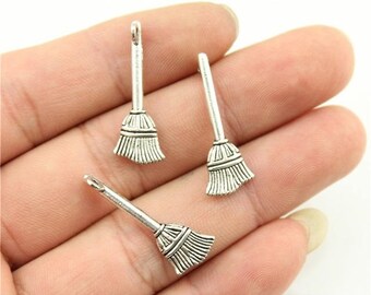 20x Tibetan Silver Pendant Charms Halloween Witch on Broomstick DIY Jewelry 20x Tibetan Silver Pendant Charms Halloween Witch on Broomstick DIY Jewelry